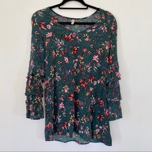 Xhilaration Floral Tunic Dress | Green | S